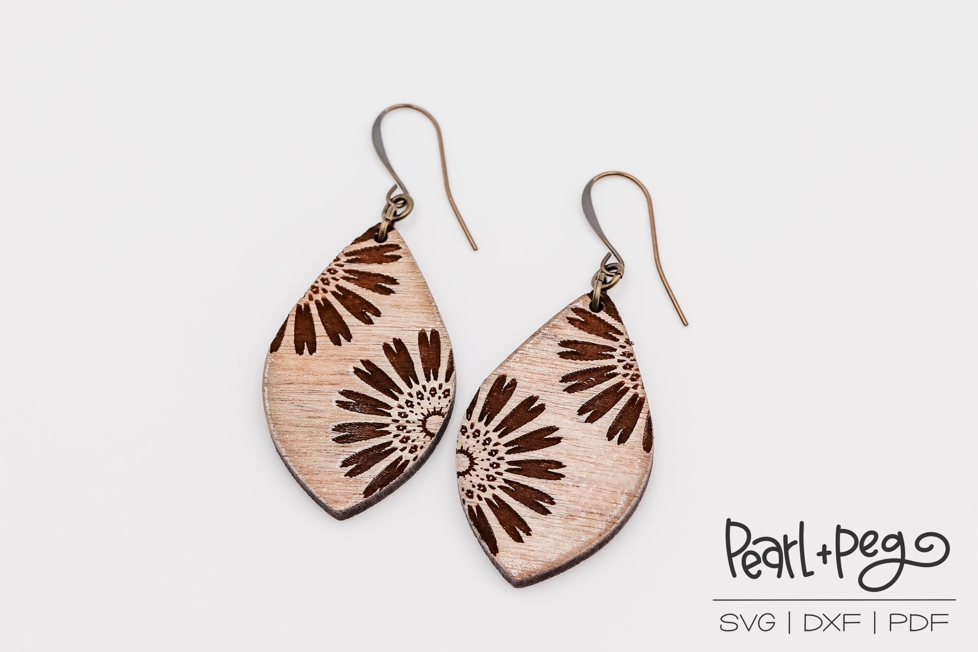 Spaced Daisy Drop Laser Engraved Earrings Digital Download