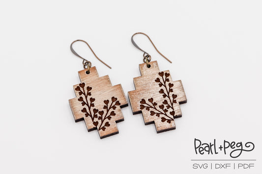 Heart Trellis Laser Engraved Earrings Digital Download