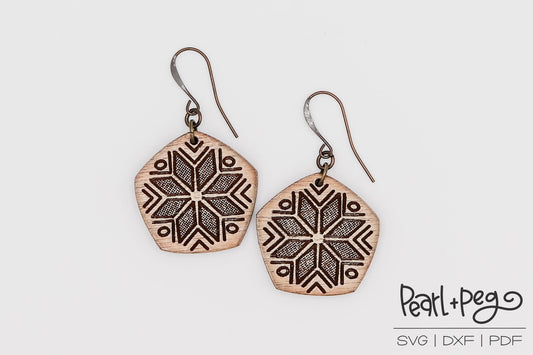 Pentagon Motif Laser Engraved Earrings Digital Download