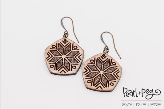 Pentagon Motif Laser Engraved Earrings Digital Download