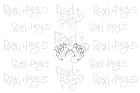 Floral Baseball Laser Engraved Earrings Digital Download