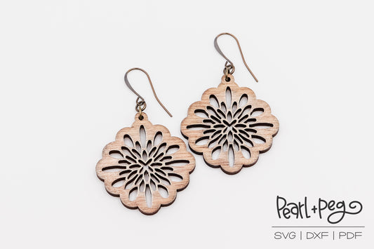 Scalloped Burst Laser Engraved Earrings Digital Download