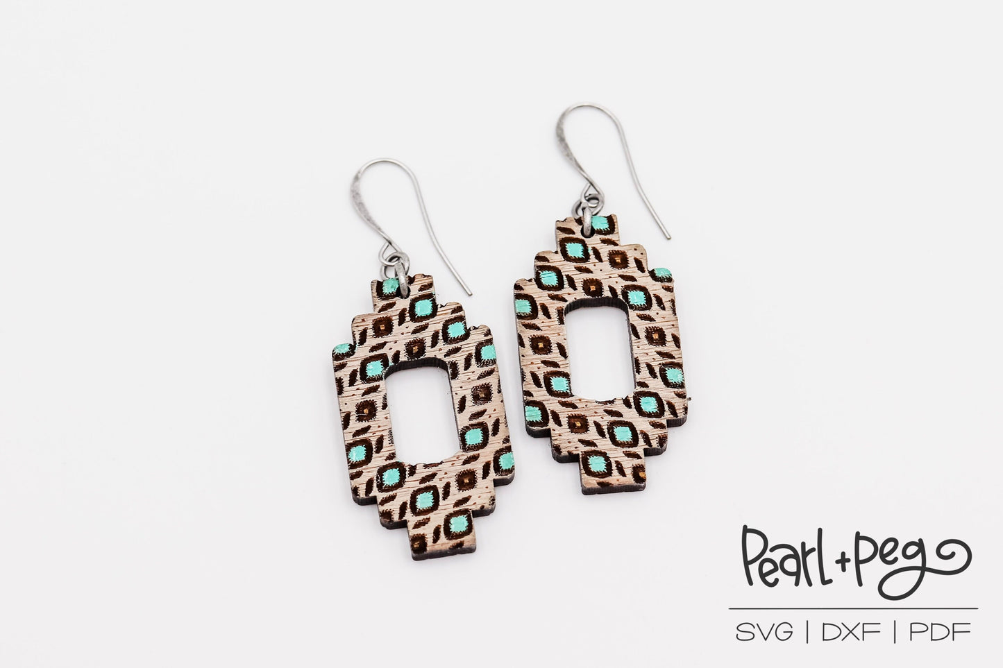 Aztec Diagonal Flow Laser Engraved Earrings Digital Download