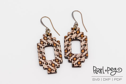 Aztec Diagonal Flow Laser Engraved Earrings Digital Download