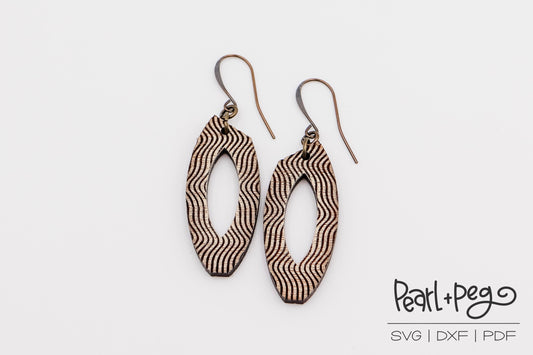 Sliced Wave Hoop Laser Engraved Earrings Digital Download