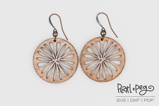Sliced Burst Laser Engraved Earrings Digital Download