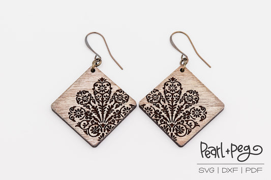 Fluer Diamond Laser Engraved Earrings Digital Download