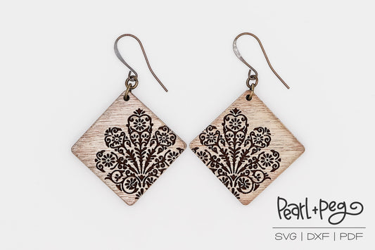 Fluer Diamond Laser Engraved Earrings Digital Download