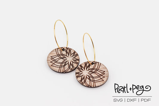 Wide Layered Flower Laser Engraved Earrings Digital Download