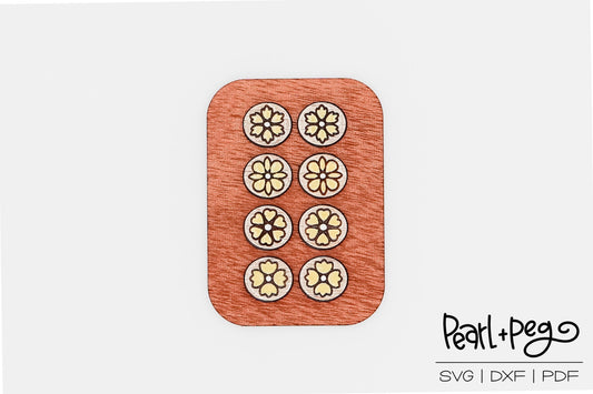Plump Flower Studs Laser Engraved Earrings Digital Download