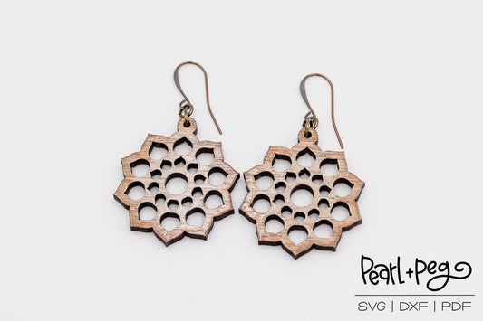 Sun Blast Cut Out Laser Engraved Earrings Digital Download