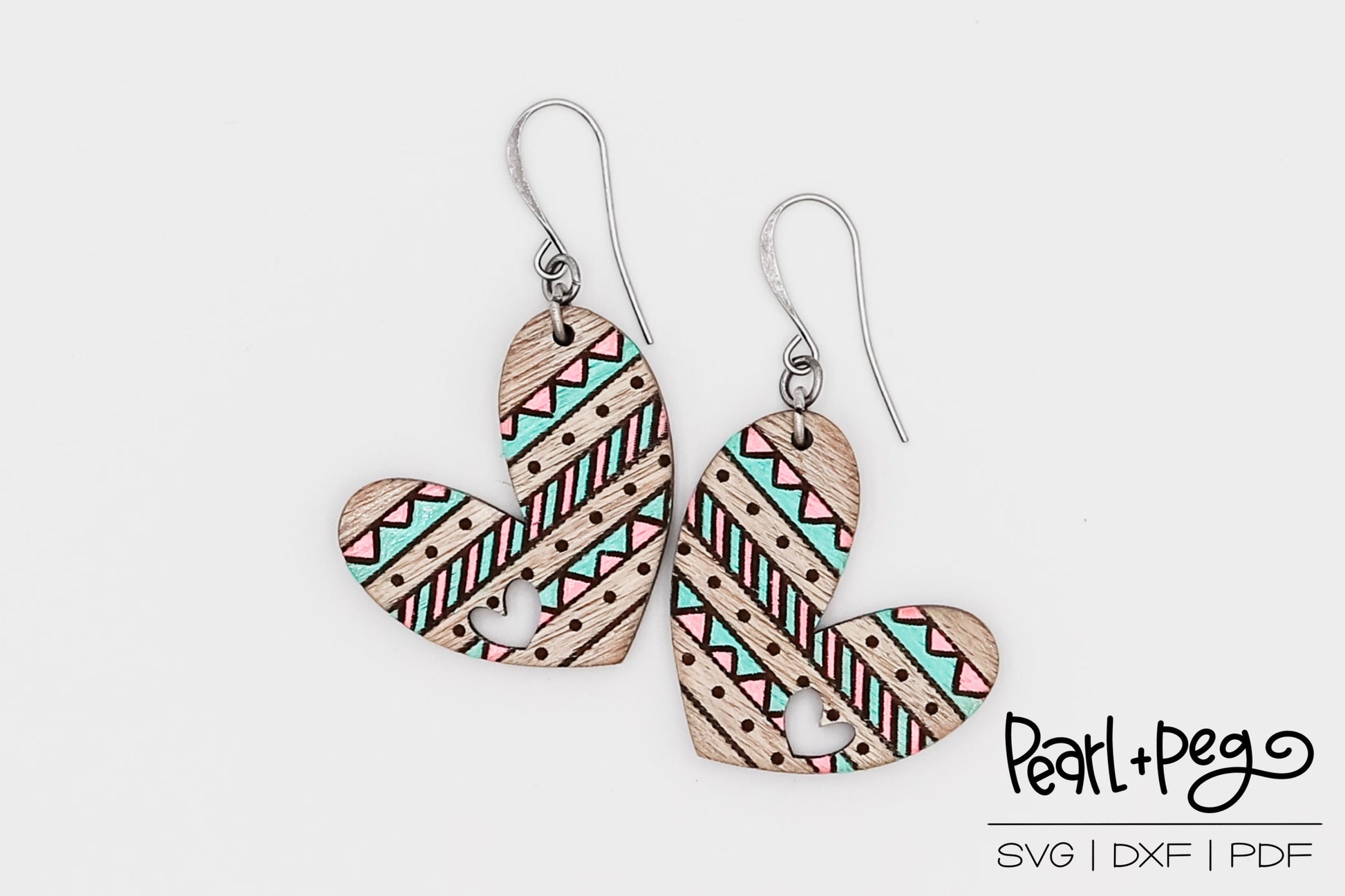 Aztec Heart Aztec Mud Cloth Heart Laser Engraved Earrings Digital Download ...