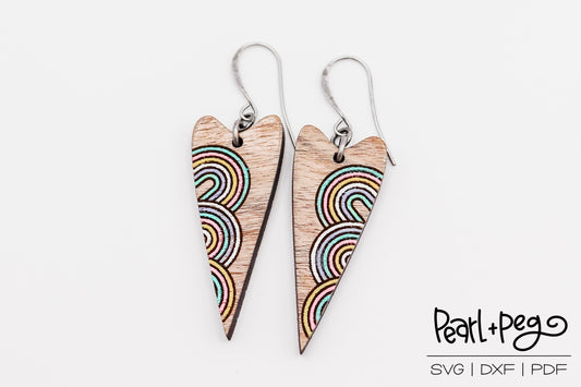 Rainbow Hearts Laser Engraved Earrings Digital Download
