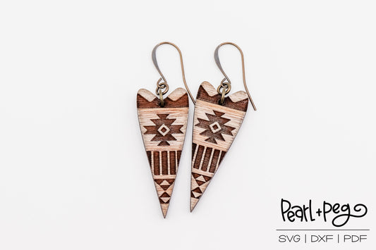 Aztec Tribal Long Heart Shaped Laser Engraved Digital Download