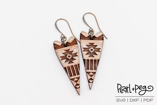 Aztec Tribal Long Heart Shaped Laser Engraved Digital Download