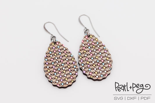 Stranded Hearts Laser Engraved Earrings Digital Download