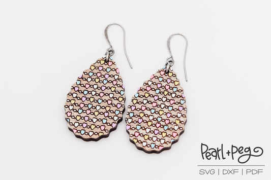 Stranded Hearts Laser Engraved Earrings Digital Download