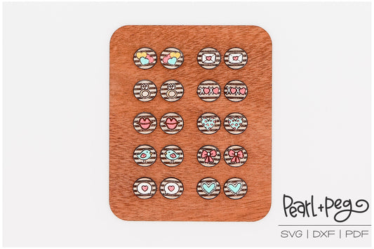 Valentines Striped Stud Set Laser Engraved Earrings Digital Download