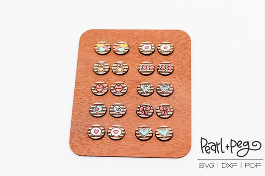Valentines Striped Stud Set Laser Engraved Earrings Digital Download