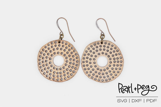 Multi Hole Circle Cut Out Laser Engraved Earrings Digital Download