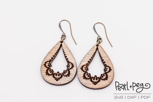 Pearl Drop Necklace Laser Engraved Earrings Digital Download