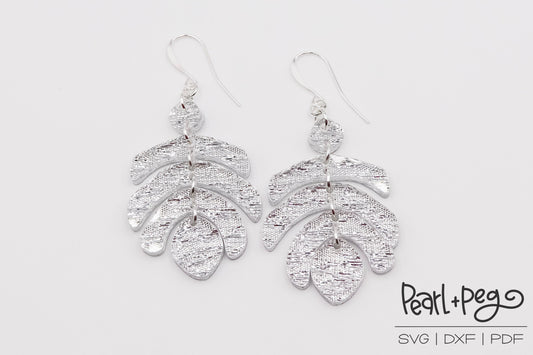 Abstract Layered Dangles Laser Engraved Earrings Digital Download