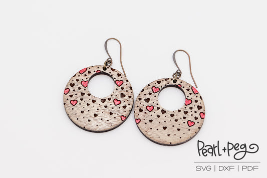 Floral Hearts Hoop Laser Engraved Earrings Digital Download