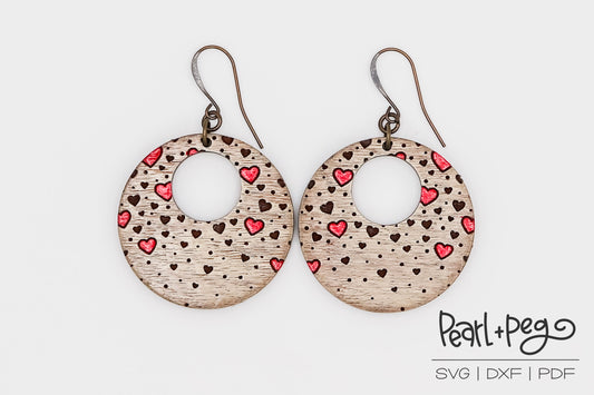 Floral Hearts Hoop Laser Engraved Earrings Digital Download