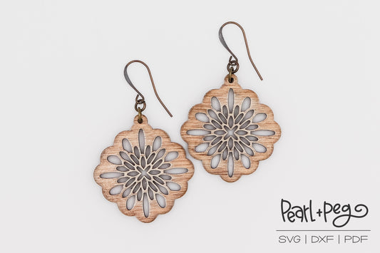 Scalloped Burst Laser Engraved Earrings Digital Download