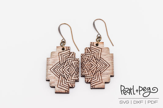 Point Mandala Tribal Laser Engraved Earrings Digital Download