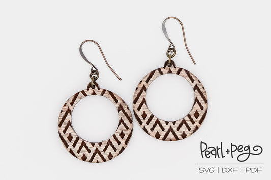 Boho Tri Round Hoop Laser Engraved Earrings Digital Download