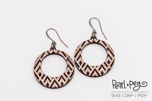Boho Tri Round Hoop Laser Engraved Earrings Digital Download