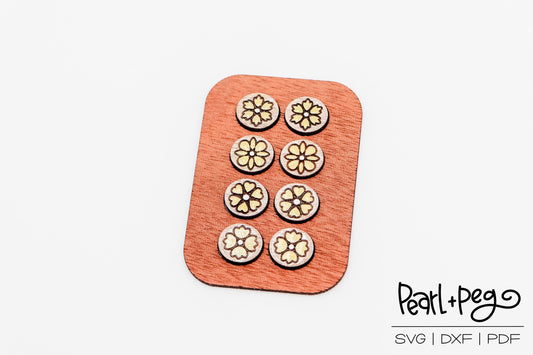 Plump Flower Studs Laser Engraved Earrings Digital Download