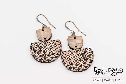 Cloth Textured 2 Part Laser Engraved Earrings Digital Download