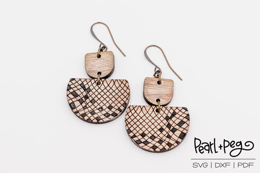 Cloth Textured 2 Part Laser Engraved Earrings Digital Download