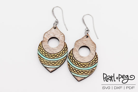 Roped Dangle Hoop Laser Engraved Earrings Digital Download