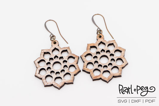 Sun Blast Cut Out Laser Engraved Earrings Digital Download
