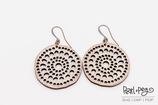 Multi Sized Hole Cutout Laser Engraved Earrings Digital Download