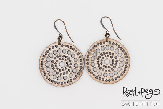 Multi Sized Hole Cutout Laser Engraved Earrings Digital Download