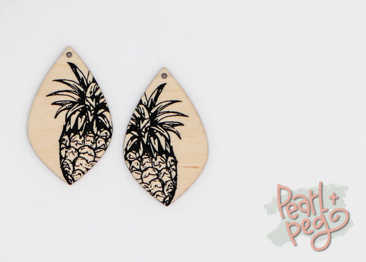 Pineapple Angled Drop Laser Engraved Earrings Digital Download