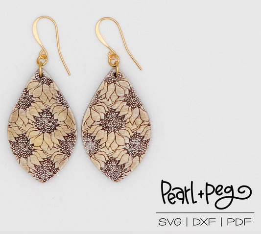 Fall Sunflowers Laser Engraved Earrings Digital Download