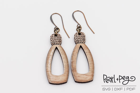 Slashed Top Hoop Laser Engraved Earrings Digital Download