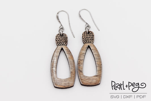 Slashed Top Hoop Laser Engraved Earrings Digital Download