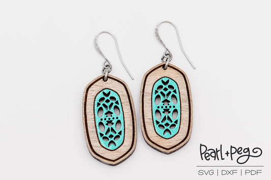 Tribal Center Cutout Laser Engraved Earrings Digital Download