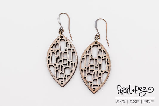 Stain Glass Window Laser Engraved Earrings Digital Download