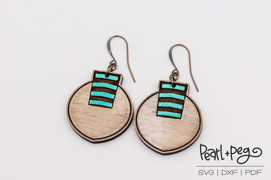 Striped Round 2 Options Laser Engraved Earrings Digital Download