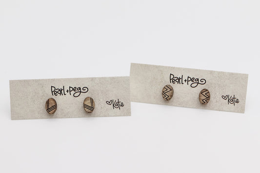 Preppy Oval Studs Laser Engraved Earrings Digital Download