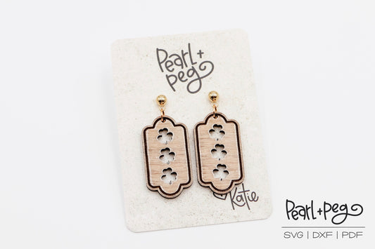 Bordered Shamrock Row Laser Engraved Earrings Digital Download