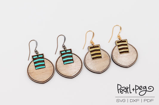 Striped Round 2 Options Laser Engraved Earrings Digital Download