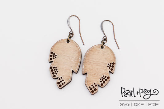 Feather BOHO Dots Laser Engraved Earrings Digital Download